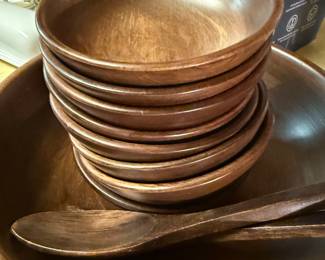 Vintage Teak Salad Bowl Set