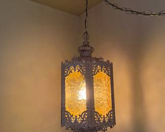 Vintage Amber Glass Swag Lamps