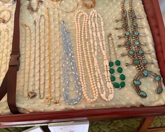 Jewlery - Including Handmade Navajo Turquoise Squash Blossom and Cuffs