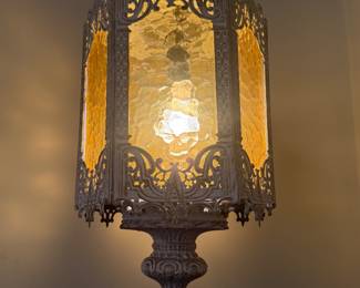 Vintage Amber Glass Swag Lamps