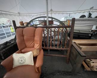 Wood headboard
Leather office chair