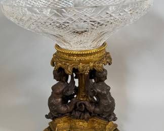 Napoleon III Style Gilt Bronze And Glass Fruit Bowl, Probably 19th Century