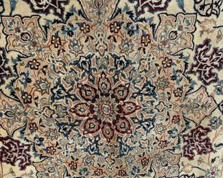 Vintage Hand-Knotted Wool And Silk Persian Nain Carpet, Mid 20th Century (22 X 13' 4")
