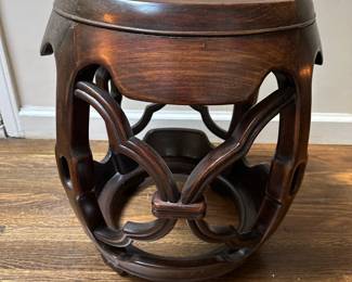 Chinese Marble Top Bowed Drum Stool Used As Side Table