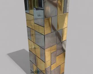 After Paul Evans Cityscape Chrome And Mirrored Plant Stand Or Plinth, Circa 1970