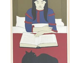 Will Barnet (American 1911-2012) Child Reading - Red