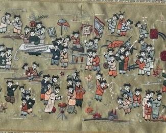 Chinese 100 Children At Play Embroidered Tapestry
