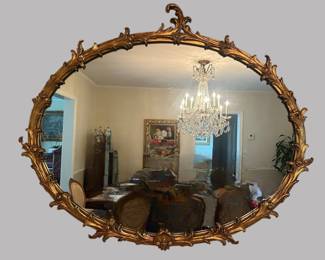 Hollywood Regency Style Large Oval Mirror