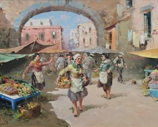 Federico, Mediterranean Market Scene, 20th Century