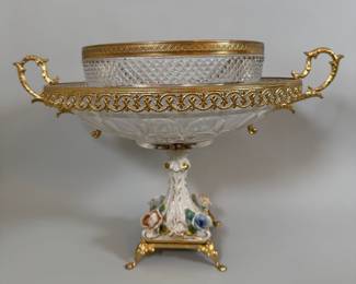 Crystal Centerpiece Or Fruit Bowl In Capodimonte-Style