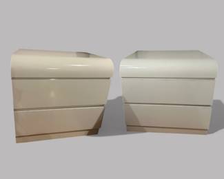 1980s Pair Of White Formica Three Drawer Bedside Tables - PICKUP AUGUST 4th - NO MOVERS AVAILABLE