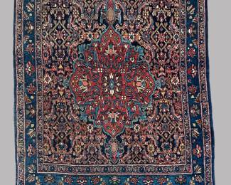 Antique Hand Knotted Persian Kurdish Wool Rug, First Quarter 20th Century