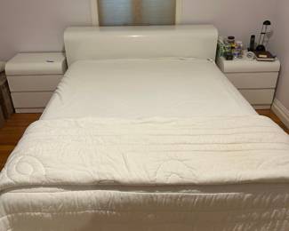 1980s Formica White Bed Frame And Headboard (Full Size) - PICKUP AUGUST 4th - NO MOVERS AVAILABLE