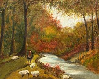 Arthur Ditchfield (British 1842-1888), Landscape With Shepherd And His Flock