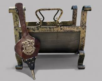 Hammered Mixed Metal Log Holder Together With Bellows