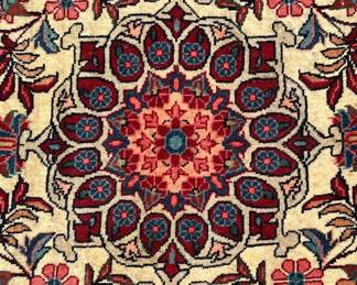 Vintage Hand-Knotted Silk Persian Tabba Tabriz Rug, Mid 20th Century