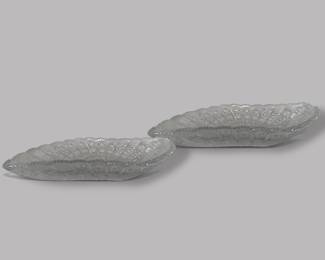 Pair Of Midcentury Persian Cut Crystal Asymmetric Open Serving Bowls
