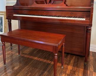 Jesse French And Sons Mahogany Case Upright Piano And Bench