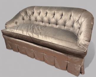 Edward Ferrell Tufted Back Roll Arm Silver Velvet Loveseat