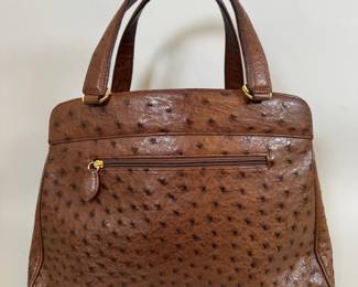 Brown Italian Ostrich Shoulder Bag