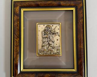 Saad ( Milan, B. 1950 ) Framed Work Of Art, Sterling Silver And Crystal, Depicting The Fiddler On The Roof