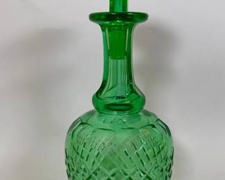 Vintage Green Glass Decanter