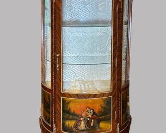 Louis XV-Style Gilt Metal-Mounted Vitrine Cabinet With Marble Top