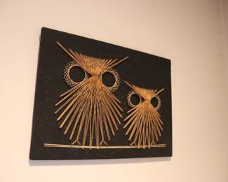 Vintage Mid-Century 3D Owl String Art Wall Hanging