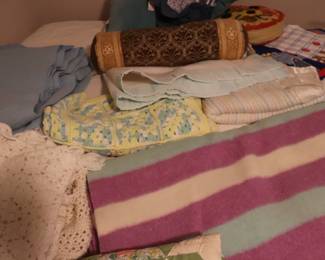 VINTAGE BARON PASTEL PURPLE 100% WOOL STRIPED BLANKET