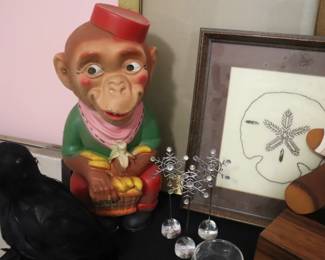 Vintage Chalkware Monkey Coin Bank