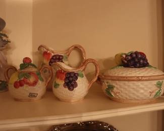 Fitz and Floyd Pitcher Fruit Flair Basket Weave