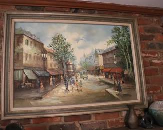 Gaston Framed Impressionist Paris Street Scene Oil Painting