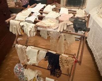 Drying Rack & Vintage Gloves