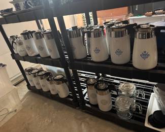Blue cornflower corningware coffee percolators.