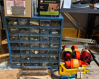 Mini cubical storage box, straps, bicycle hooks, RR Spikes, antennas