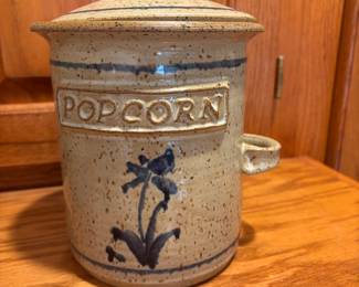 Red Wing Pop Corn Jar with lid - Salt Glaze - stamped