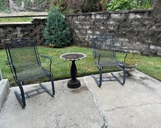 2 Spring Lawn Chairs. Bird Bath
