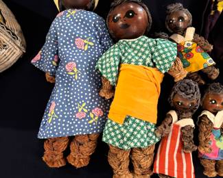 African Rope Dolls with painted faces and hand made clothes