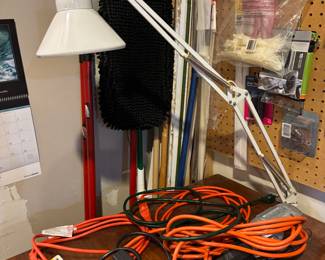 The Workshop and so is Garage...two different areas are full Hardware stores have nothing on us. Desk Swing Lamp, cleaning tools, various plug ins, extension cords.