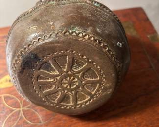 Antique India Chokra Brass Rice Measuring Bowl