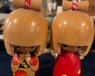 Traditional Japanese Wooden Kokeshi Dolls