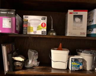 Light bulbs of all kinds, buckets-water and paint