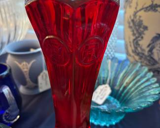 Red Coin Glass Vase