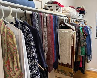 Wonderful Men and Women clothing, coats, shirts, ties, robes, blankets, hats, gloves, tablecloths, scarves