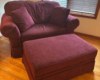 Wonderful loveseat/overstuffed large chair with large ottoman