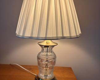 Vieletta Glass Etched Lamp with brass base.