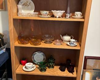 Amber Glass, Tea Cup Collection, Teapot, Depression Glass Candy Dish