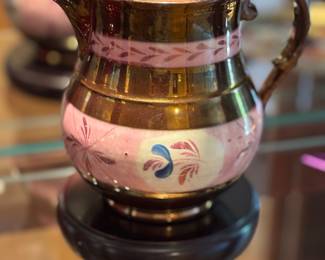 English Creamer Copper Pink Lusterware Pitcher