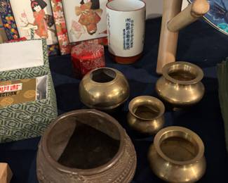 Brass Bowls and pottery made in India