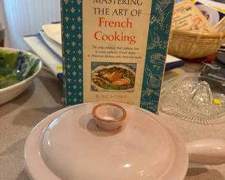 "Mastering the Art of French Cooking Volume One by Julia Child 1970's printing, French Covered Dish w handle